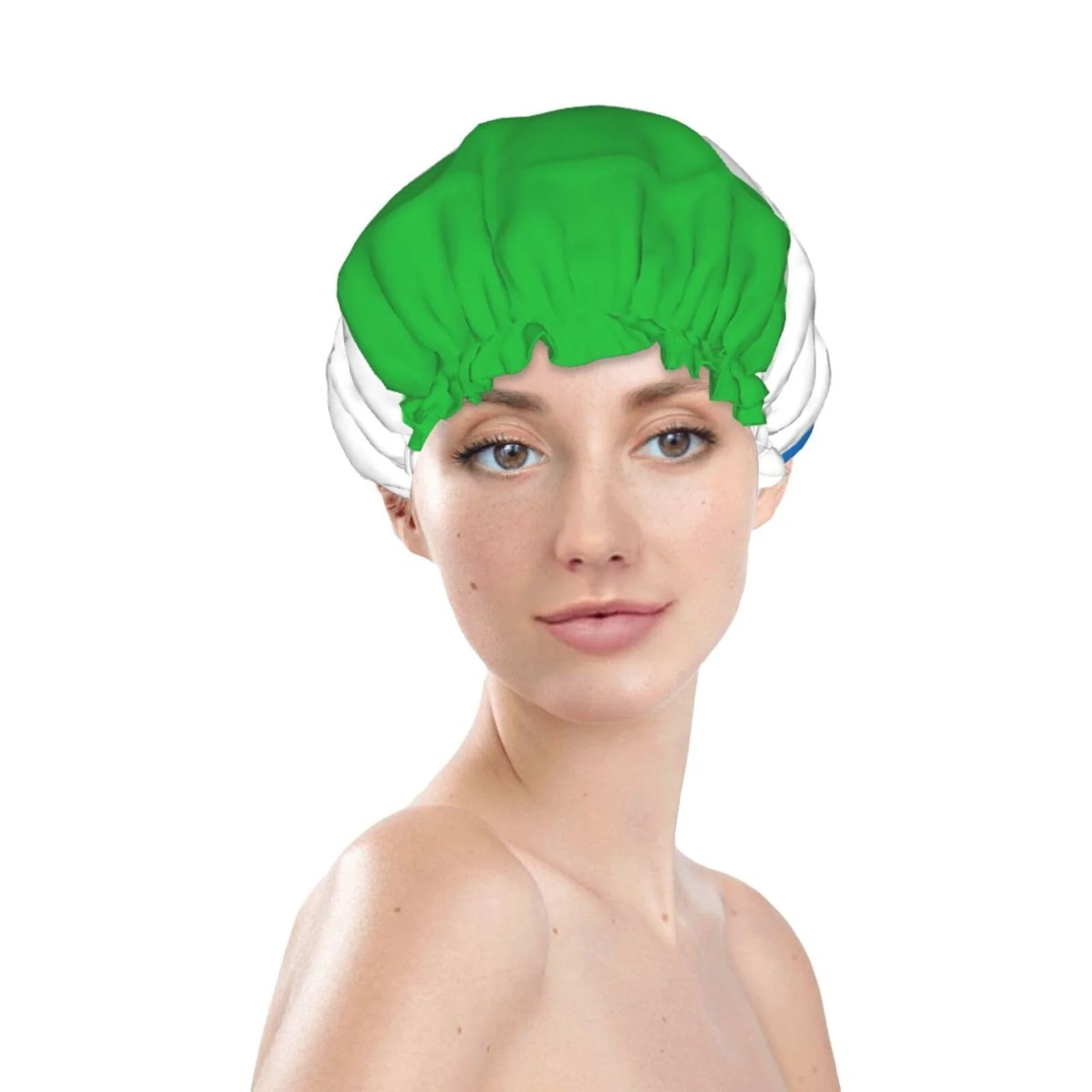 Superior Sierra Leone Flag Prints Shower Cap Double Layer Lined Waterproof Bathing Shower Hat Fashionable