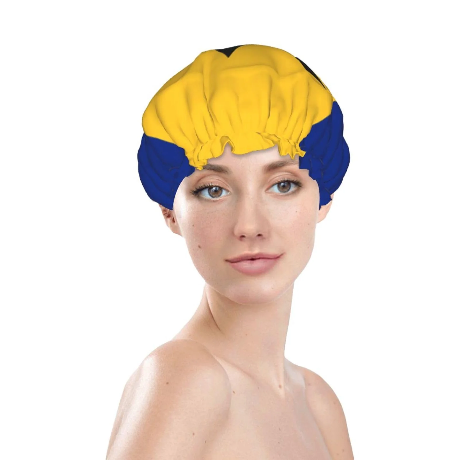 Proven Barbados Flag Prints Shower Cap Double Layer Lined Waterproof Bathing Shower Hat Excellent