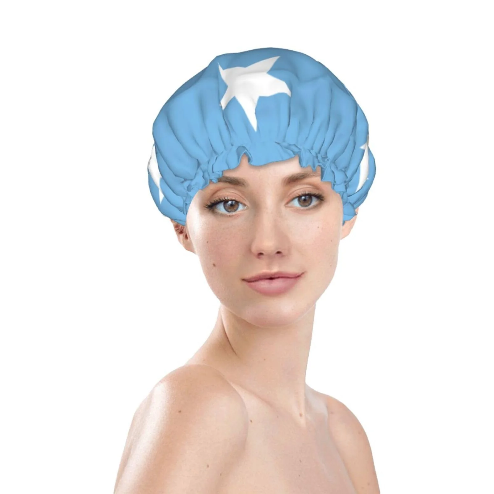 Dependable Micronesia Flag Prints Shower Cap Double Layer Lined Waterproof Bathing Shower Hat Flexible