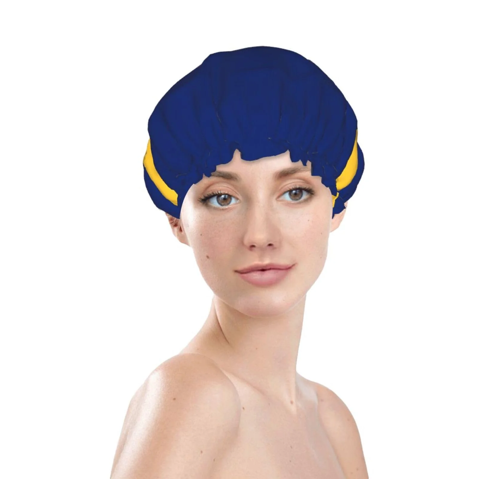 Elegant Nauru Flag Prints Shower Cap Double Layer Lined Waterproof Bathing Shower Hat Fast