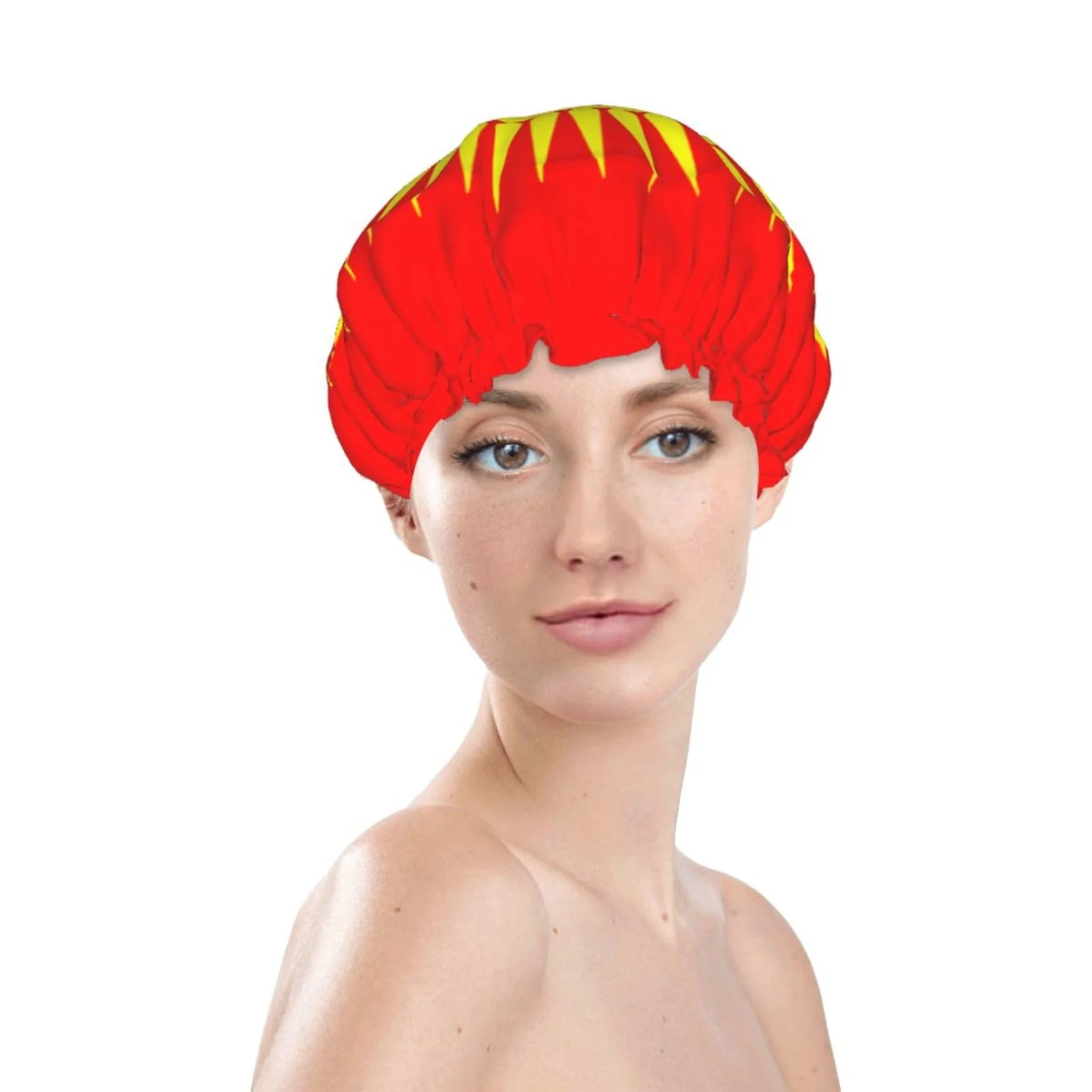 Secure Kyrgyzstan Flag Prints Shower Cap Double Layer Lined Waterproof Bathing Shower Hat Comfortable