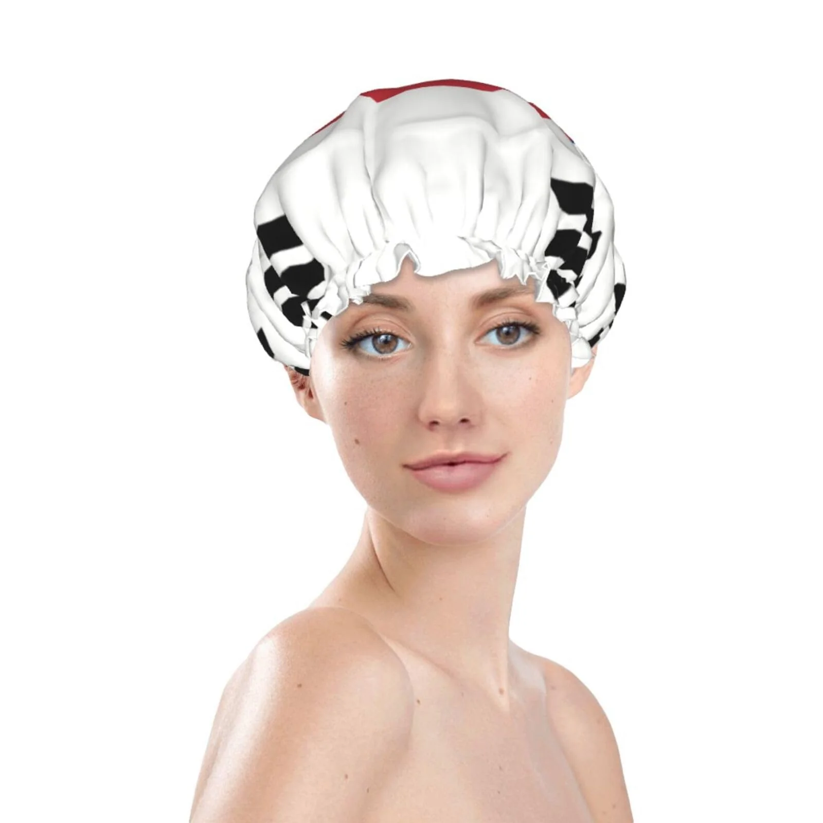 Powerful Korean Flag Prints Shower Cap Double Layer Lined Waterproof Bathing Shower Hat Sustainable