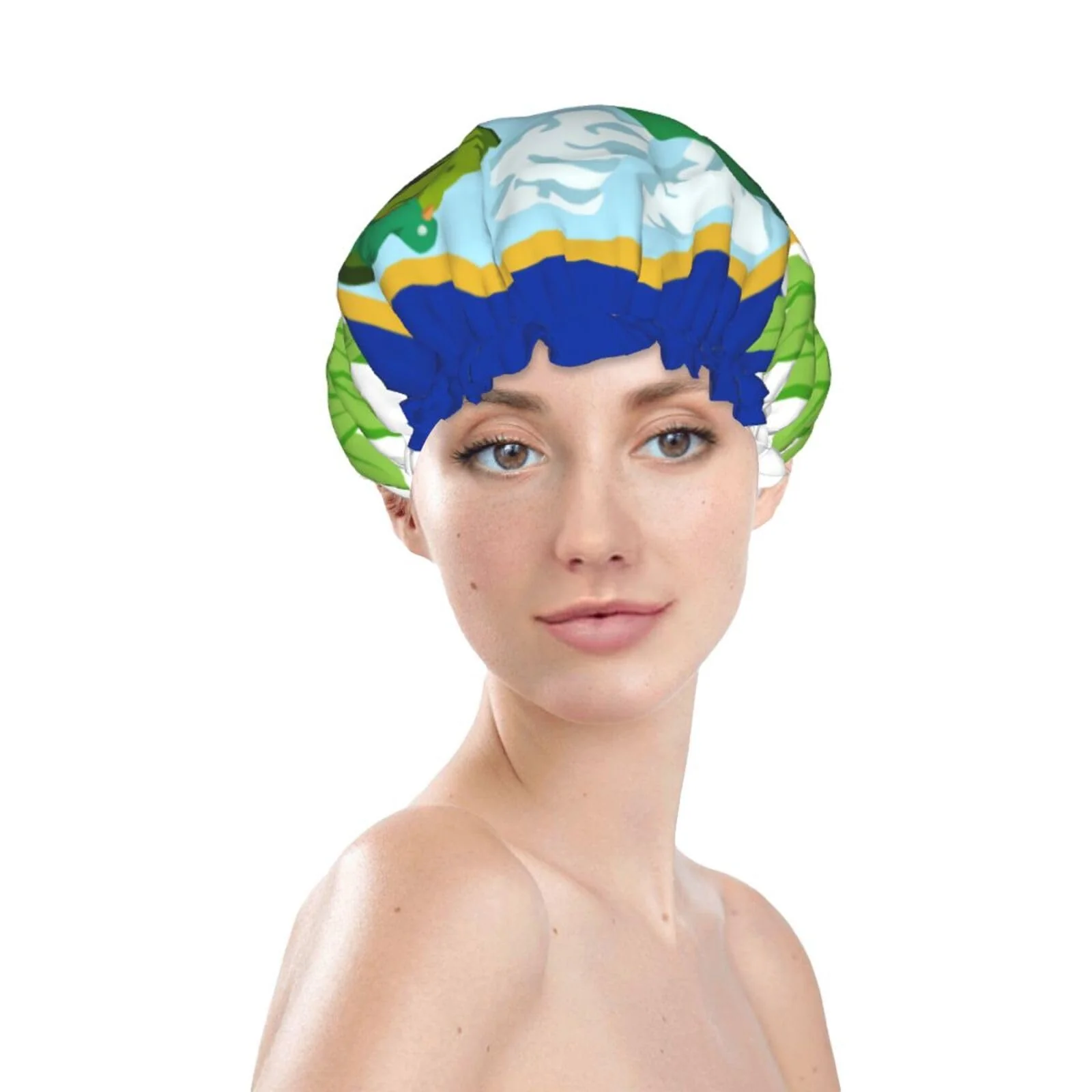 High-Performance Los Altos Flag Prints Shower Cap Double Layer Lined Waterproof Bathing Shower Hat Fine Crafted