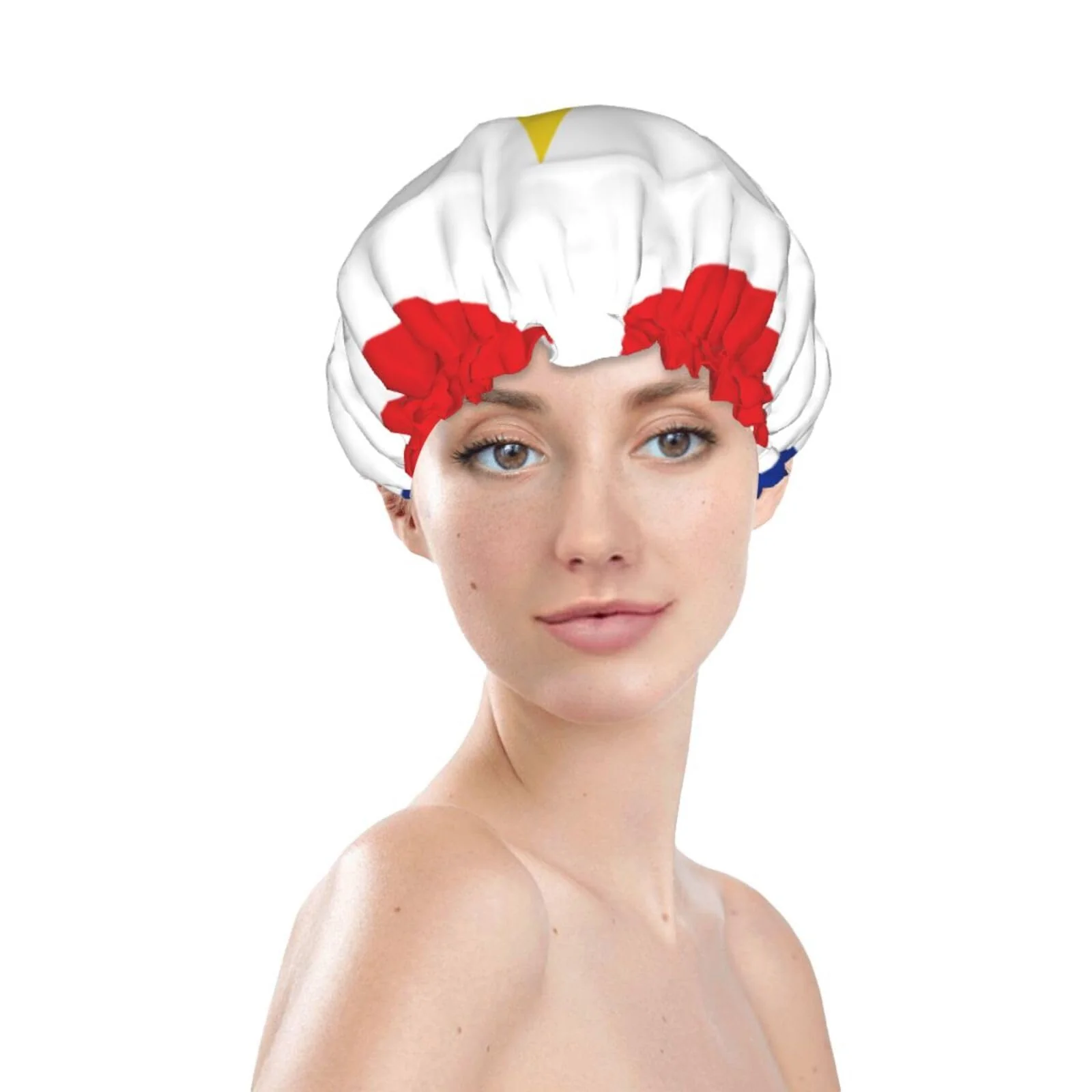Optimized Saba Flag Prints Shower Cap Double Layer Lined Waterproof Bathing Shower Hat User-Friendly