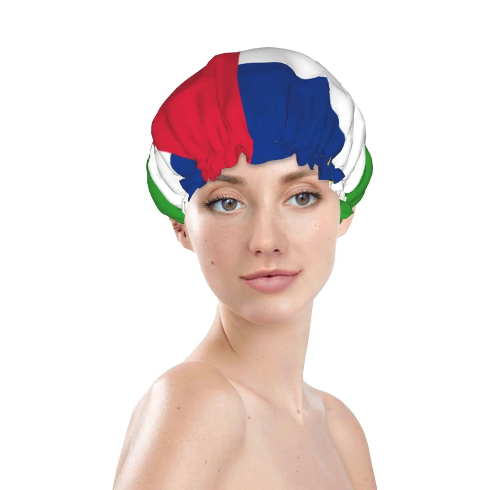 Dependable Central African Republic Flag Prints Shower Cap Double Layer Lined Waterproof Bathing Shower Hat High-End