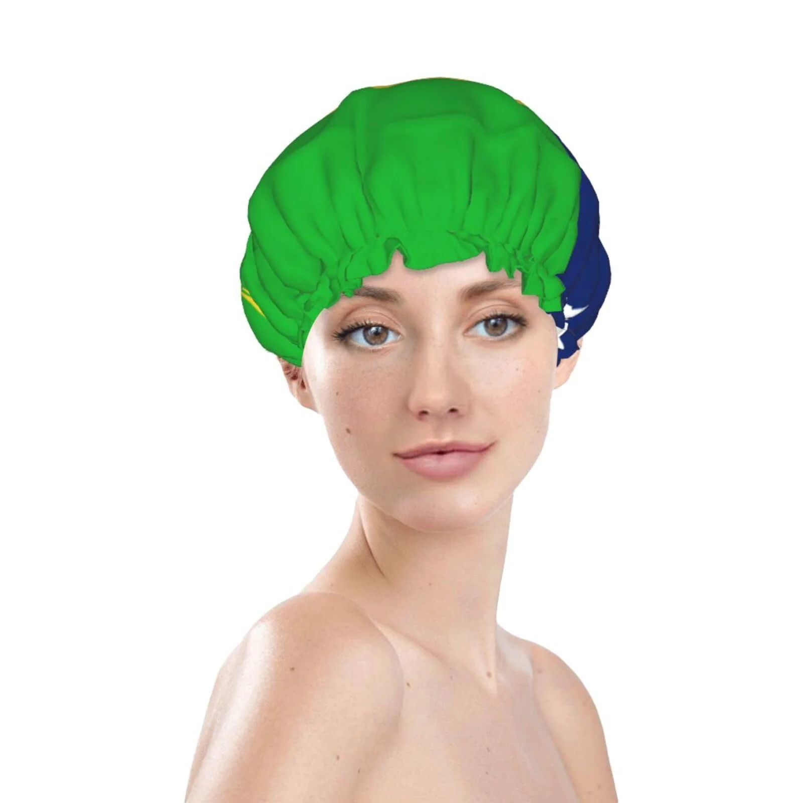 Optimized Christmas Islands Flag Prints Shower Cap Double Layer Lined Waterproof Bathing Shower Hat Quality