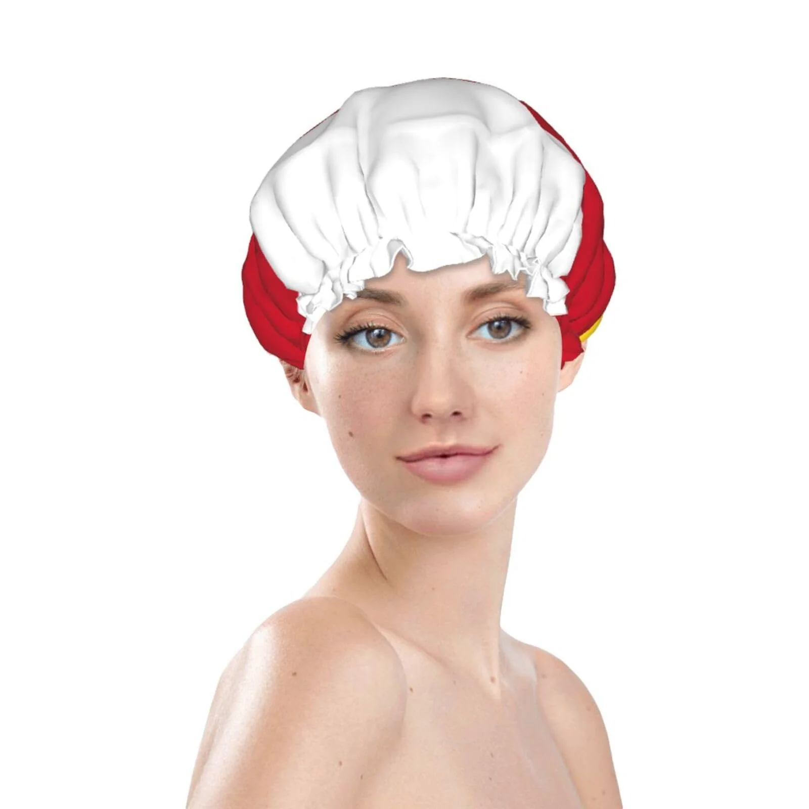 Outstanding North Ossetia Flag Prints Shower Cap Double Layer Lined Waterproof Bathing Shower Hat Dependable