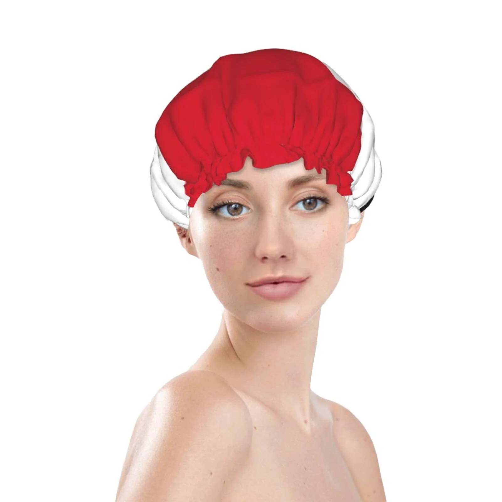 Refined Egypt Flag Prints Shower Cap Double Layer Lined Waterproof Bathing Shower Hat Green