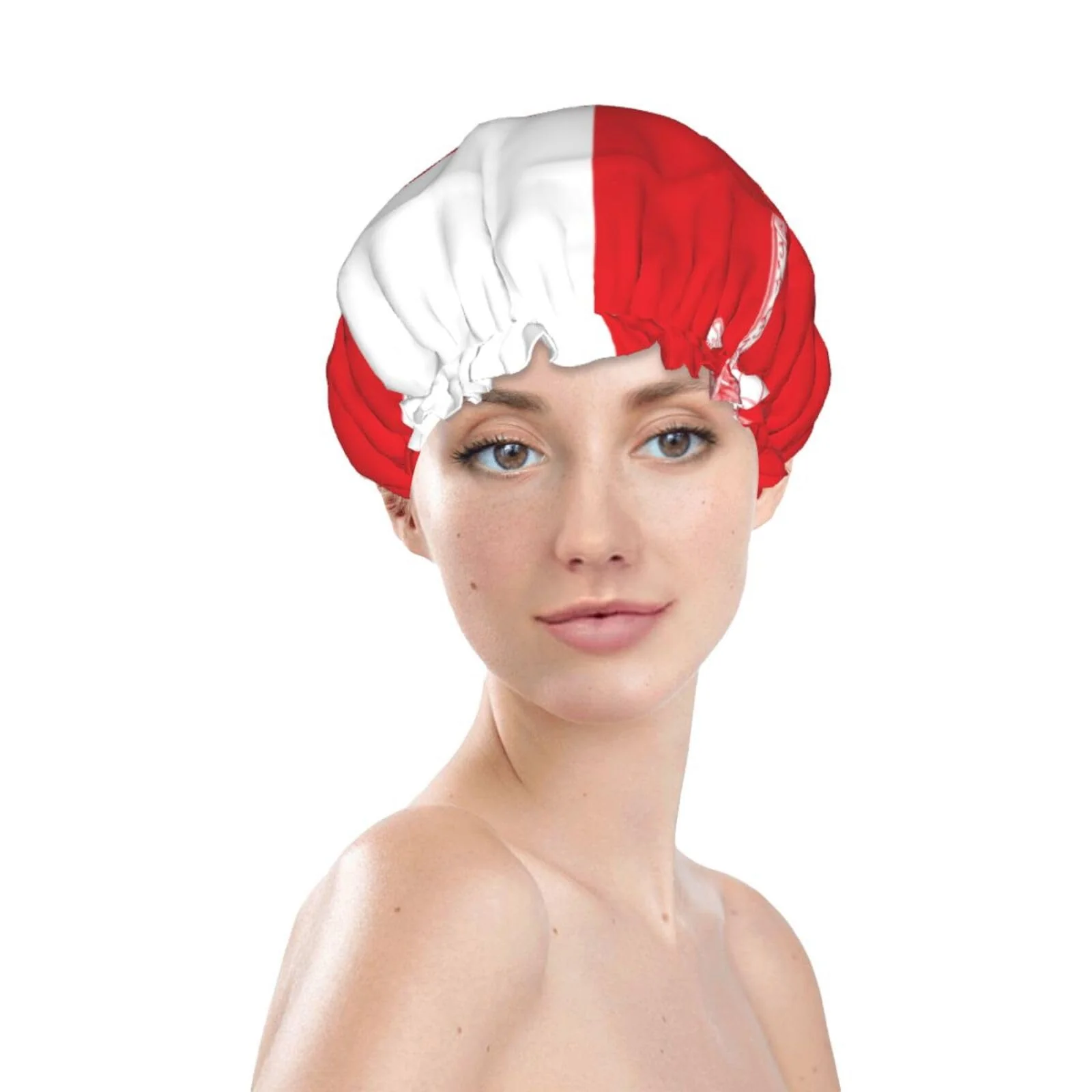 Minimalist Oman Flag Prints Shower Cap Double Layer Lined Waterproof Bathing Shower Hat Pure