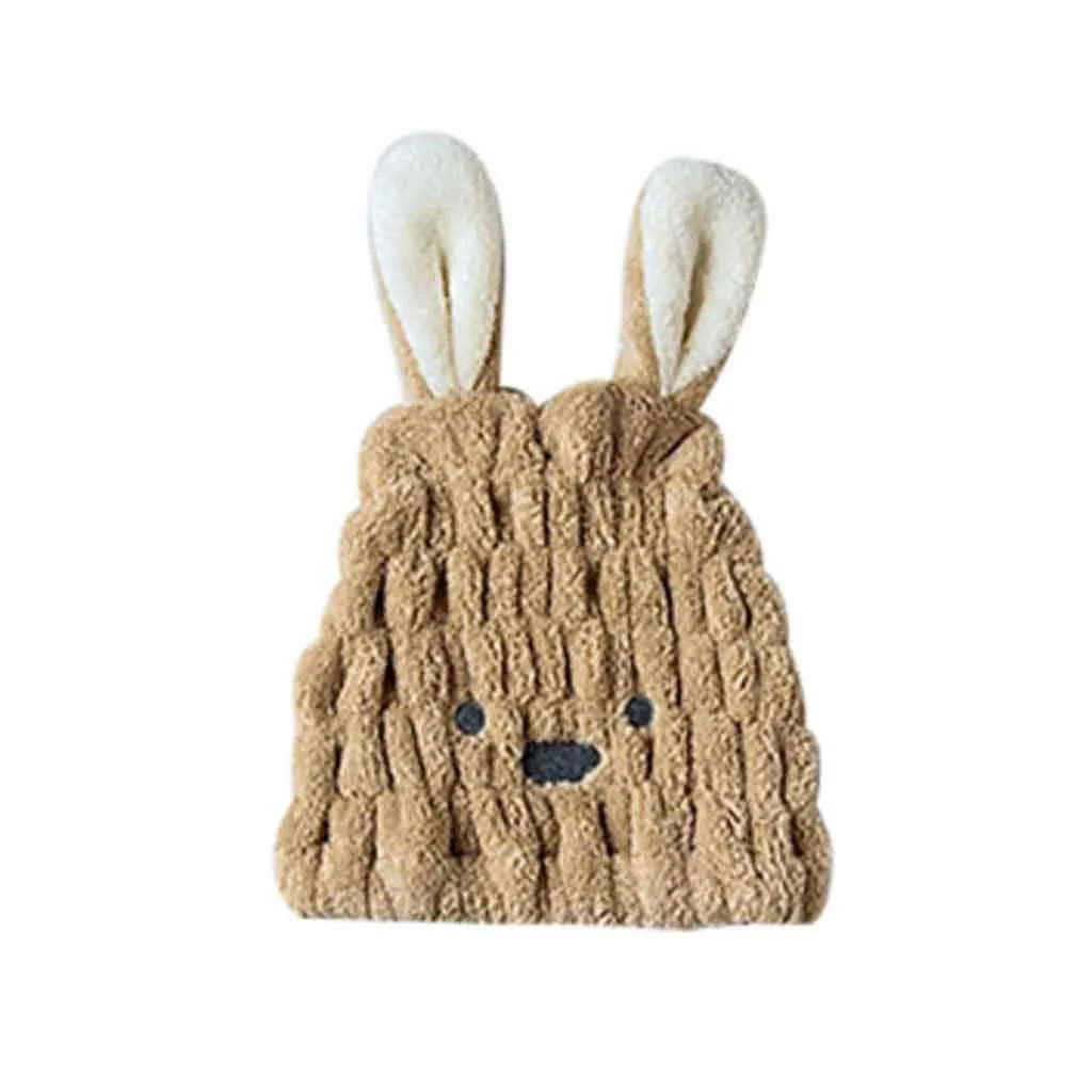 Refined HIONJIN Cute Dry Hair Hat Cartoon Rabbit Microfiber Hair Turban Quickly Hair Caps Wrapped Towel Bathing Cap Fast Drying Shower Cap Gray