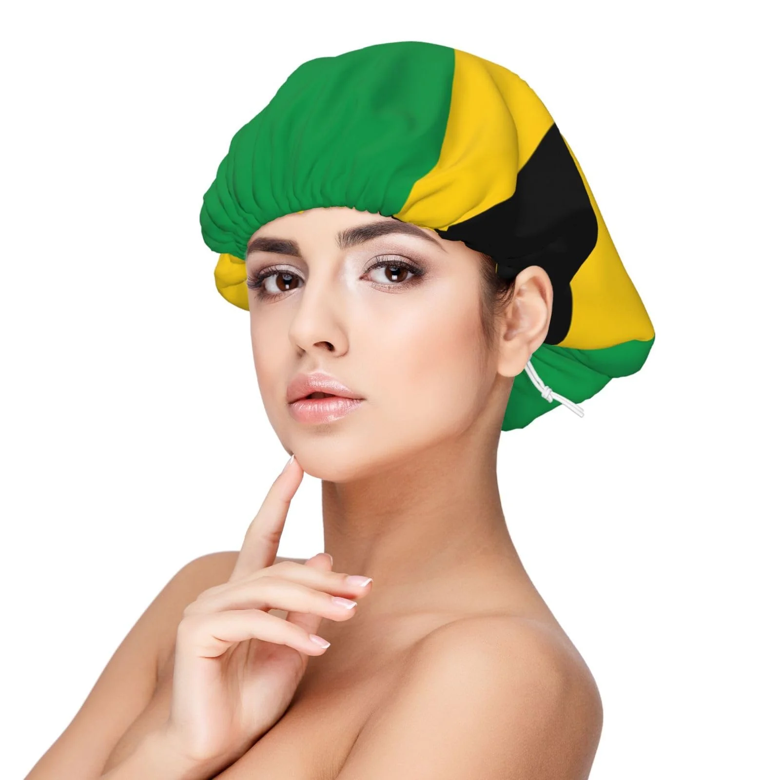 Exclusive JxWCher Flag of Jamaica Print Satin Sleep Cap for Women - Soft Double Layer Satin Sleep Hat Bonnets for Hair Protection Black Specialty