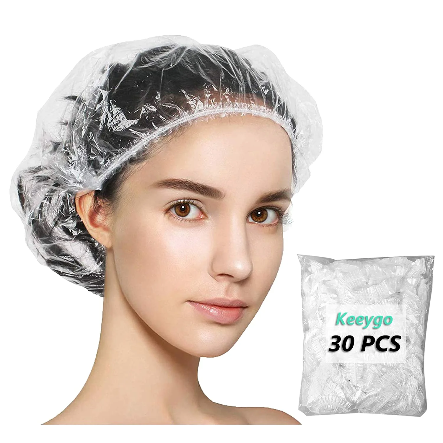 Breathable Keeygo Disposable Shower Caps 30 PCS Bath Caps Clear Waterproof Plastic Wraps for Women Hotel Travel Essentials Accessories Hair Caps 17.3 Prestigious