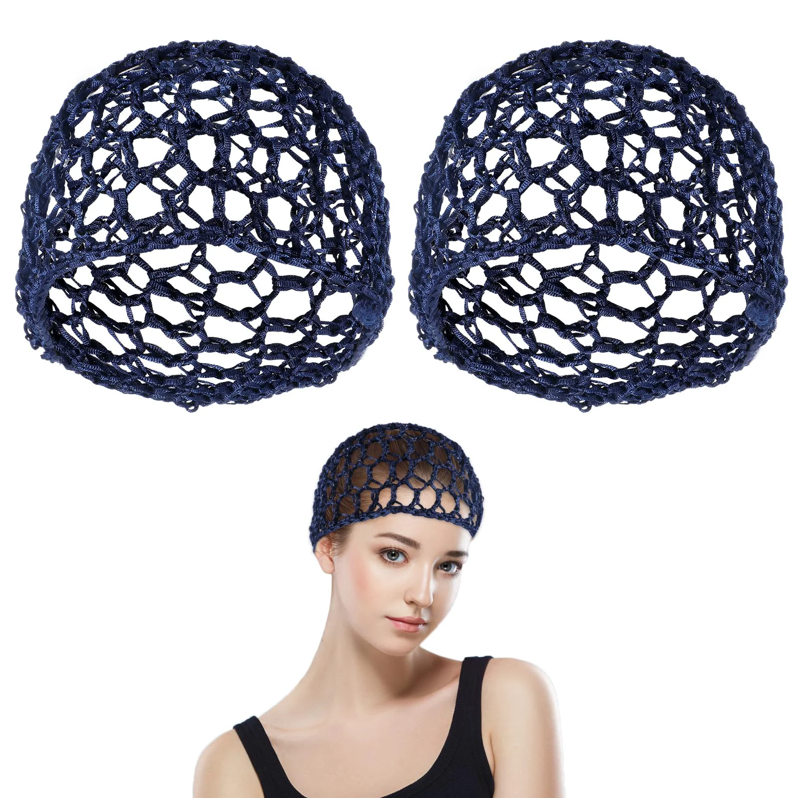 Carefully Designed Piriuuo 2 Pcs Hair Nets Cap Hair Cap for Sleeping Elastic Mesh Crochet Hair Net Snoods for Women Soft Shower Caps Hair Wrap Net for Silk Press Cover Original Design