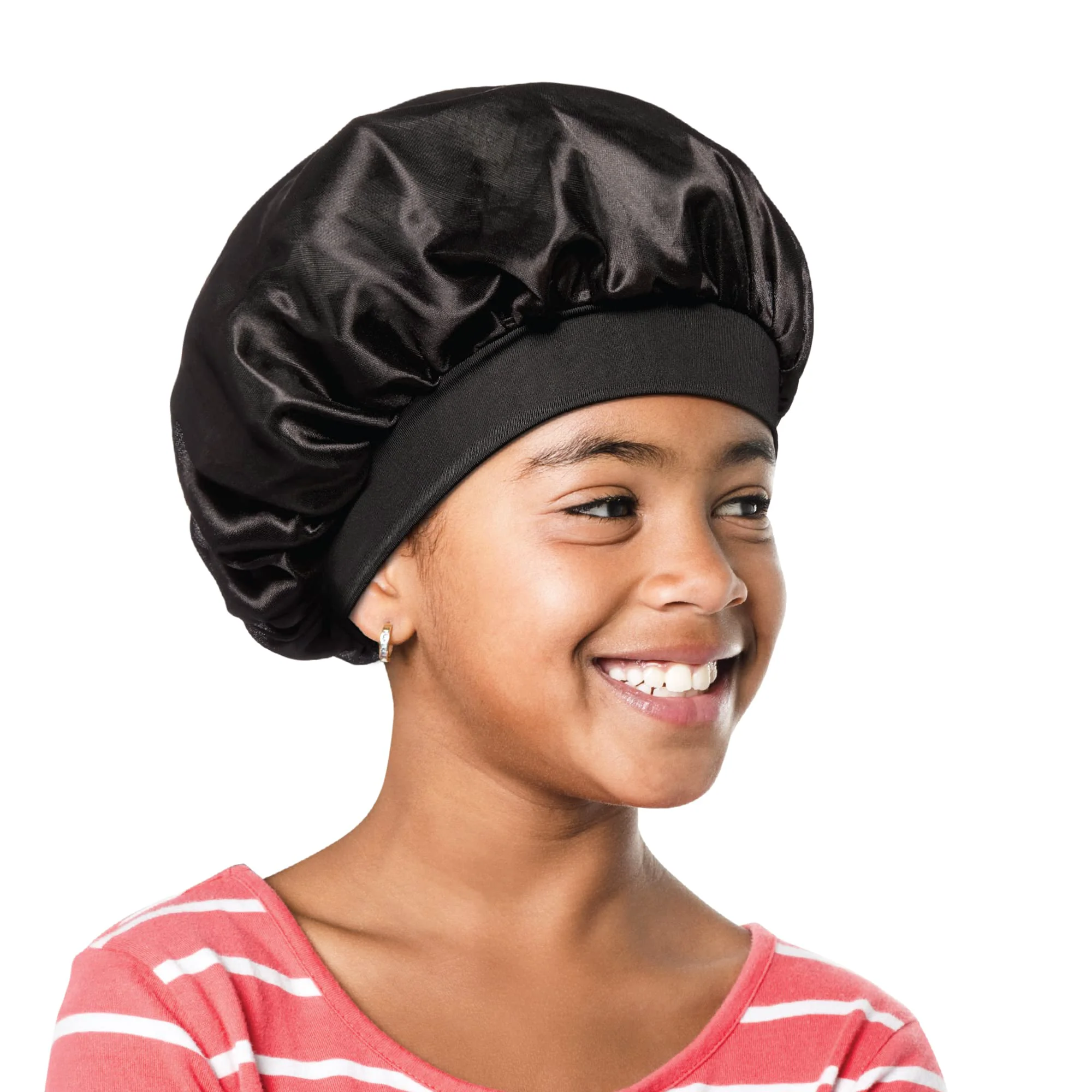 Optimized Red by Kiss Kids Satin Bonnet with Wide Band Sleep Cap for Kids Bonnet for Boys and Girls Black Authentic