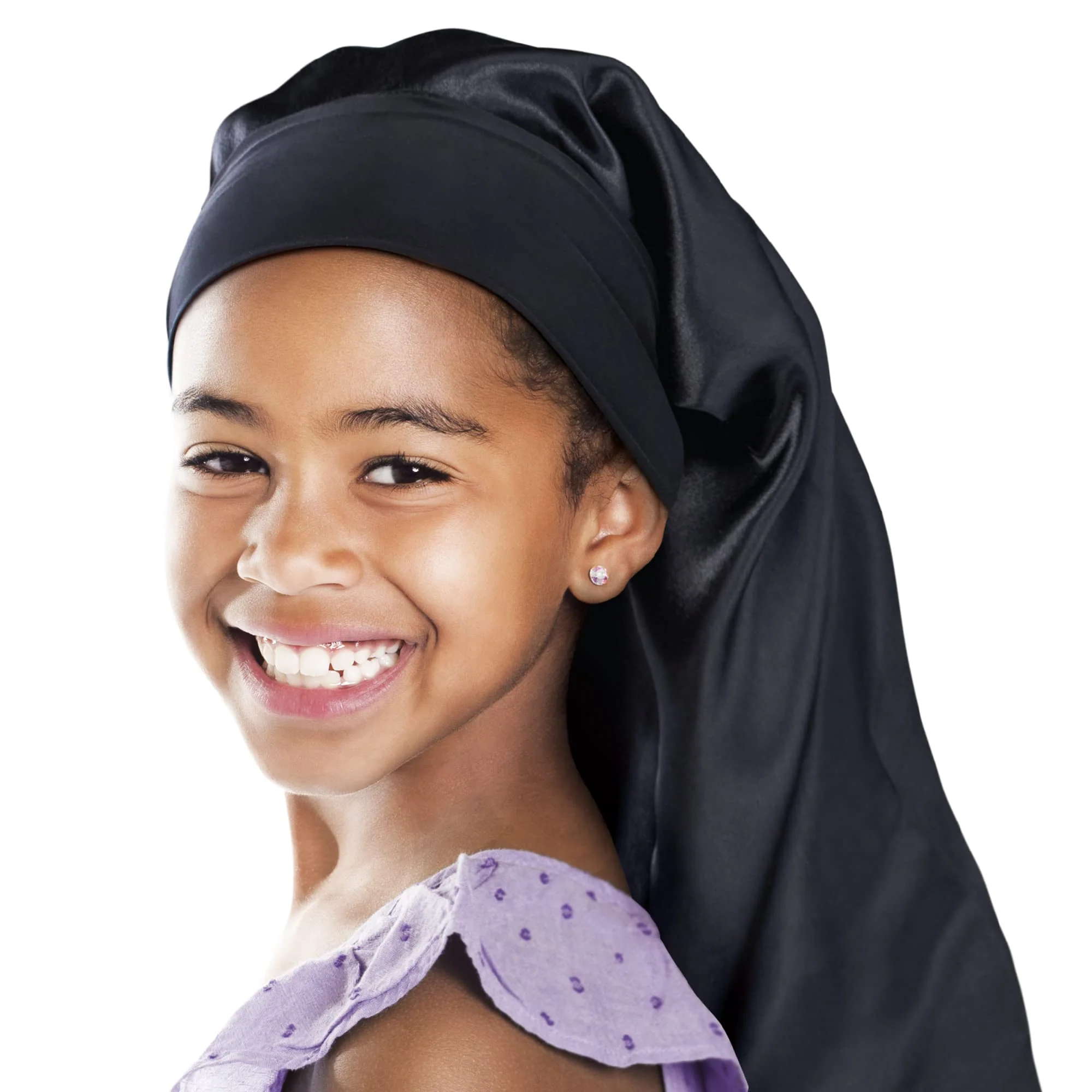 Sophisticated Red by Kiss Kids Satin Braid Bonnet Comfy Wide Band for Long Hair Long Braids Black High-Grade