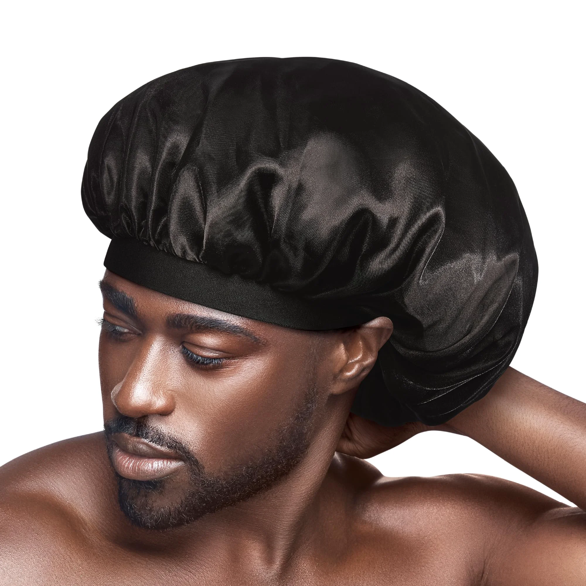 Clean Red by Kiss Men's Silky Satin Hair Bonnet Soft Anti-Frizz Fabric All Hair Types No Slip Wide Band Comfort Anti Breakage Protection Daily Wear Lightweight
