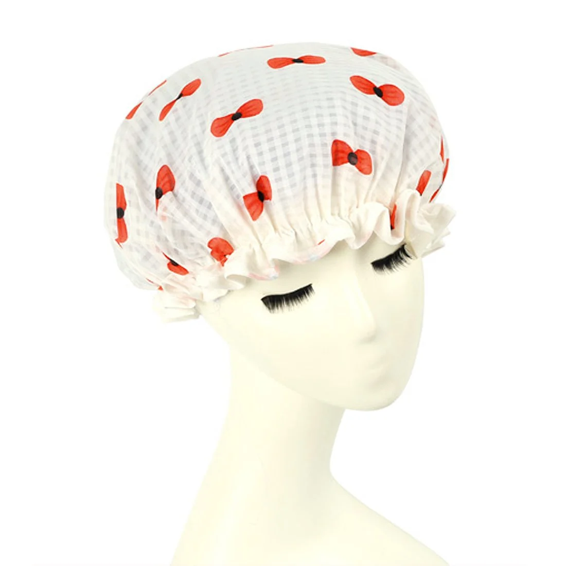 Green Ruilogod White Polyester PEVA Dual Layer Bow Waterproof Shower Bath Salon Hair Cap Hat id d41 48f 79c d90 ca3 Modern
