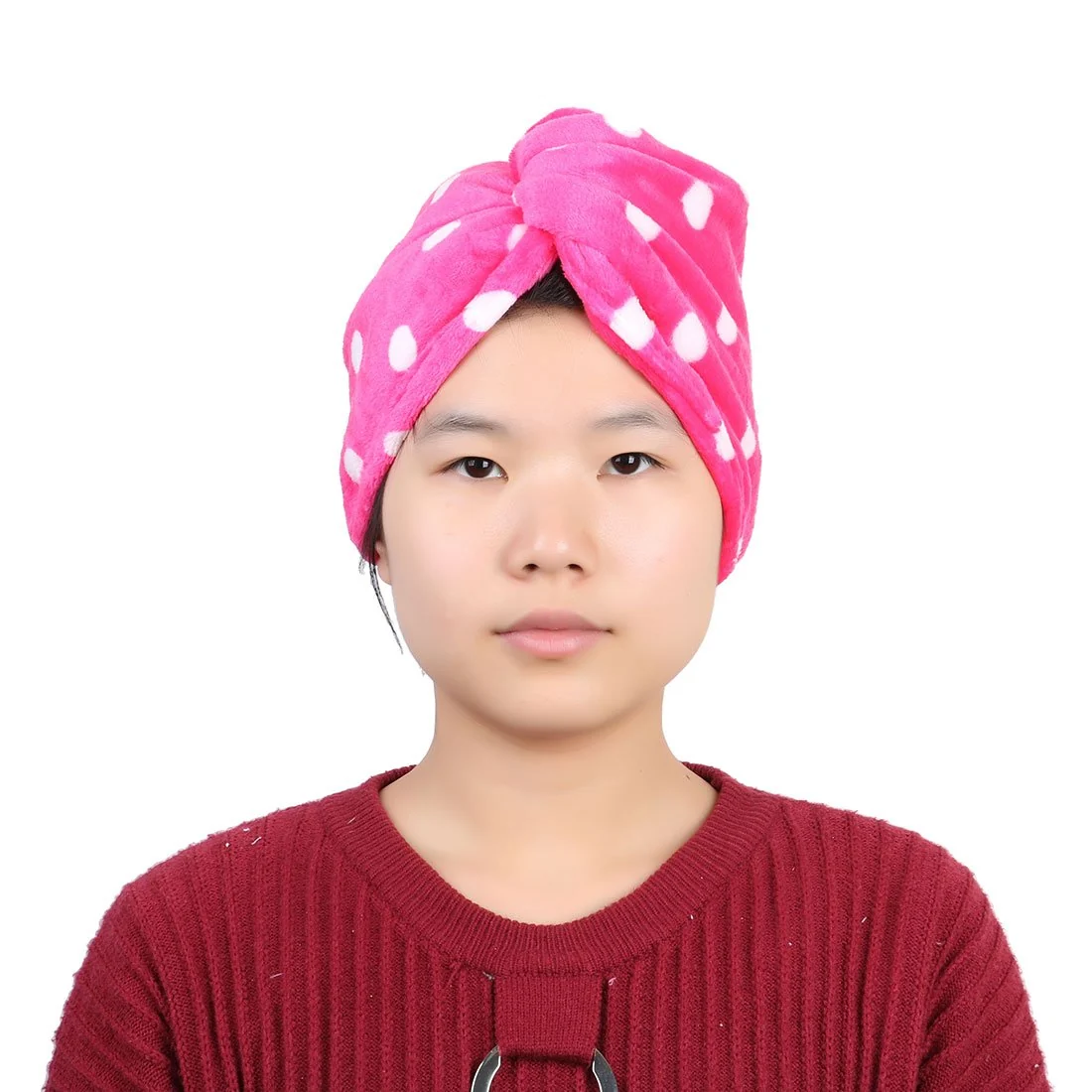 Fine Crafted Ruilogod Flannel Dot Pattern Bathroom Water Absorbent Bathing Shower Hat Dry Hair Cap Fuchsia id b76 c5f 4b6 aee 2d7 Comfortable