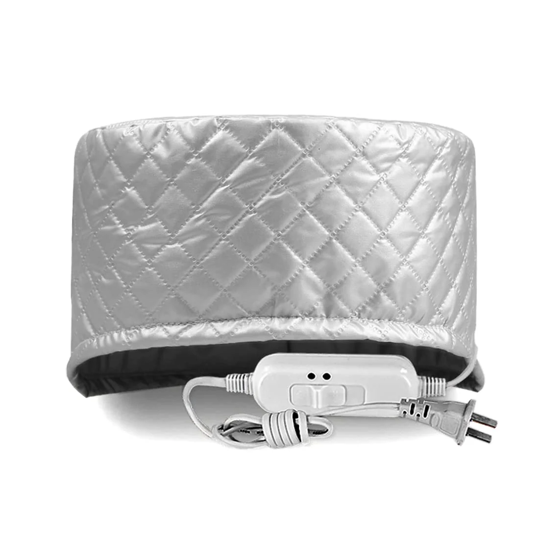 Practical Ruilogod Silver Tone Grid Pattern 220V US Plug Hair Heating Hat Beauty Nourishing Cap id 3de 7da 3a9 0e3 cbd Refined