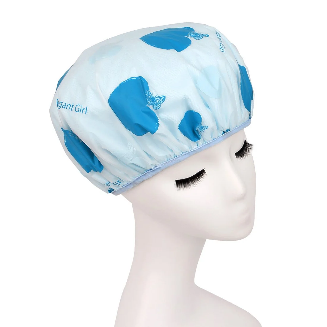 Smart Ruilogod Blue PEVA Microfiber Dual Layers Heart Printing Waterproof Shower Bath Hair Cap Hat id 832 598 635 c6b c89 Healthy
