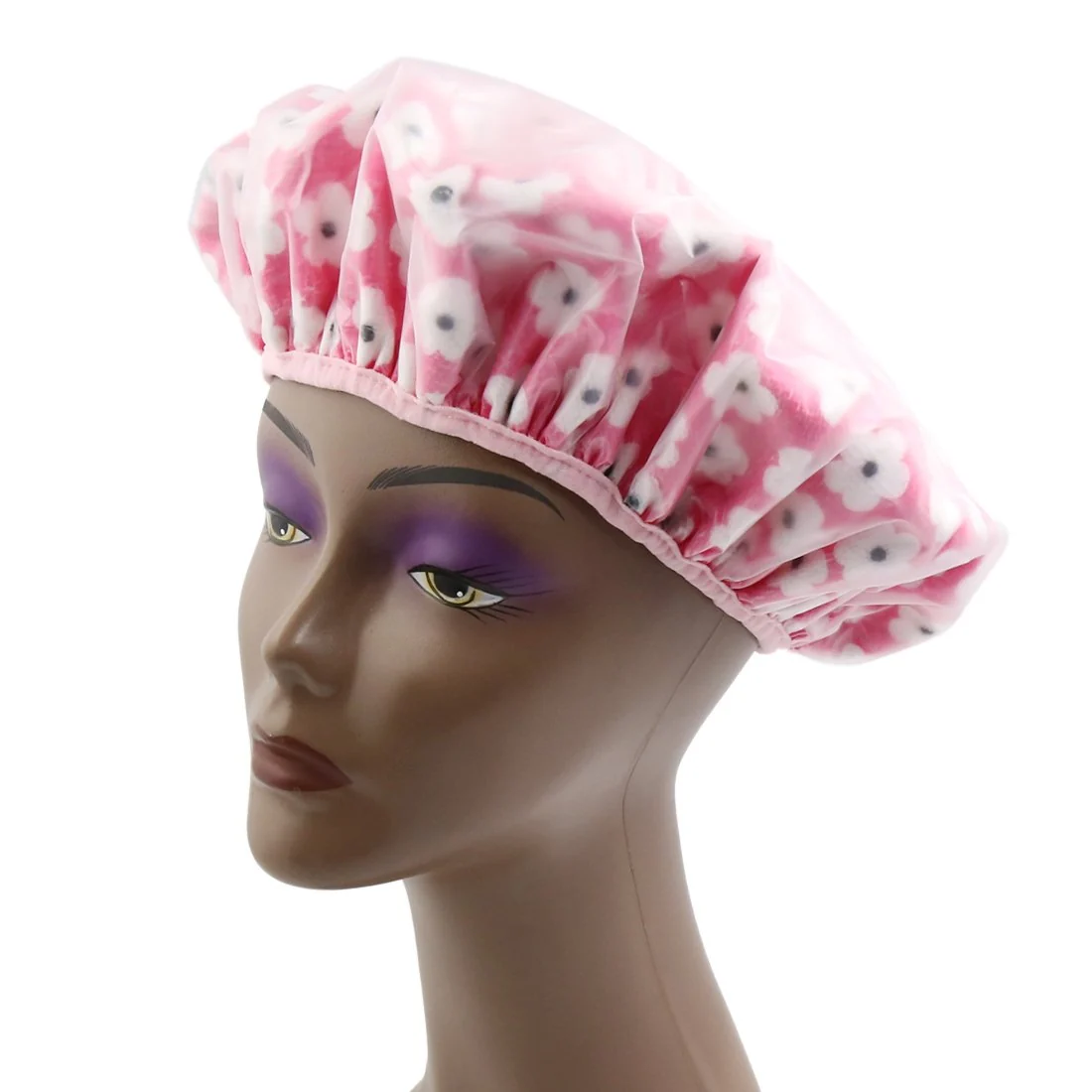 Premium Material Ruilogod Plum Flower Printing Dual Layers Waterproof Shower Bath Salon Hair Cap Hat id 0ab f26 69d 050 dbb Classic