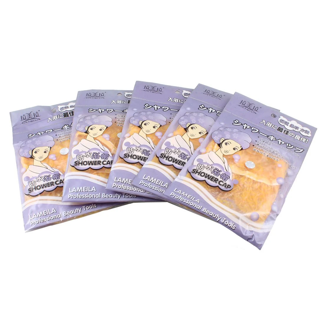 Healthy Ruilogod Women Circles Print Bouffant Spa Shower Cap Bath Hat Light Orange 5 Pcs id dbf 577 146 703 00d World-Class