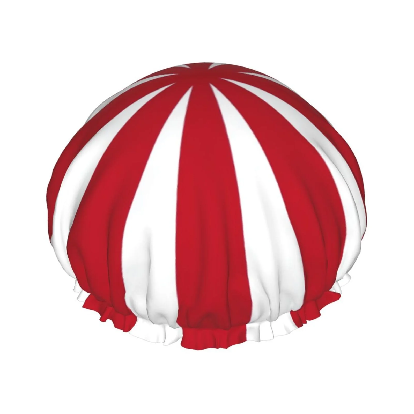 Exceptional Red White Stripe Shower Cap For Women Adjustable Double Waterproof Layers Bathing Shower Hat Hair Protection Reusable Ladies Spa Salon Shower Hat Carefully Designed