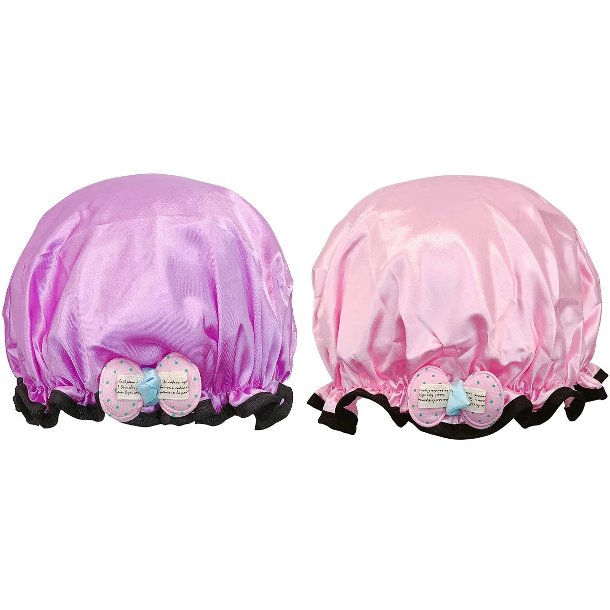 High-Grade Wrapables® Fun and Novelty Double Layer Waterproof Shower Caps for Kids Set of 2 Precious Bow Outstanding