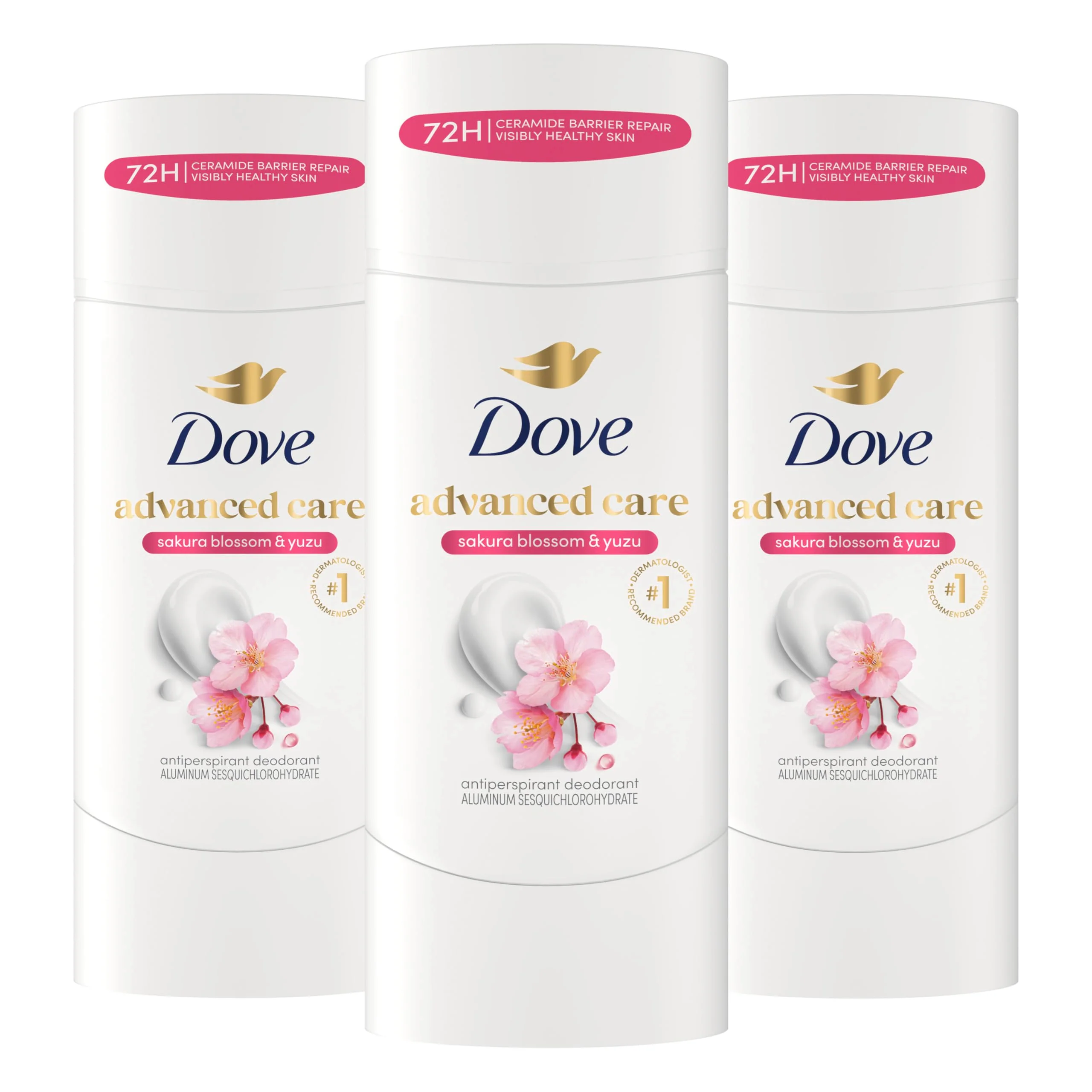 Classic Dove Advanced Care Antiperspirant Deodorant for Women Sakura Blossom Yuzu 3 pack 72 hour sweat and odor protection 2.6 oz Quality