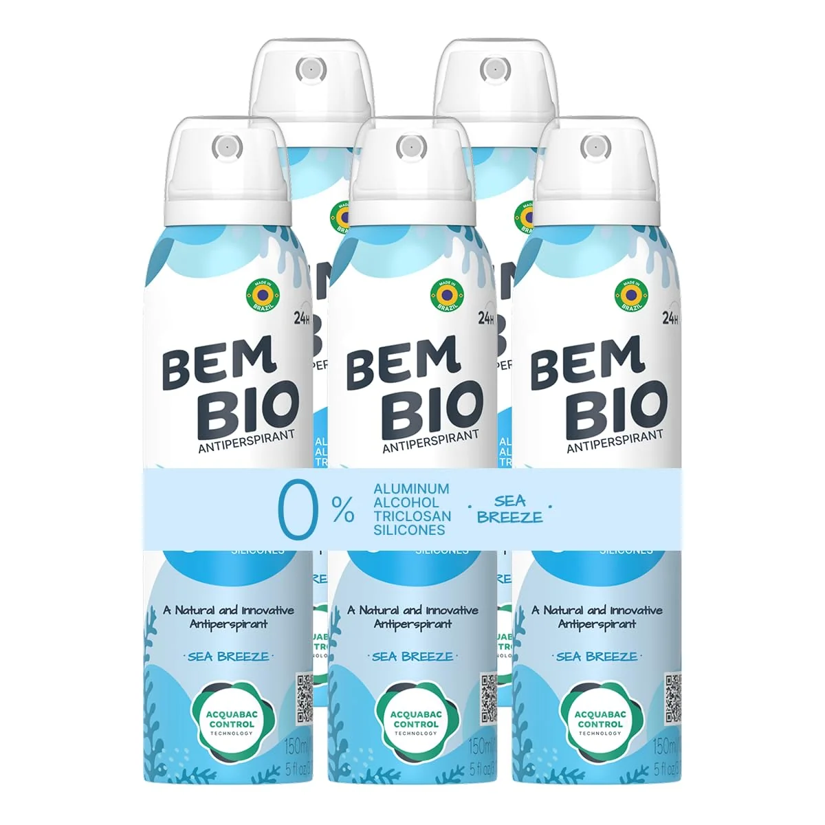 Convenient Bem Bio Sea Breeze Biotranspirant Deodorant Natural Aluminum- Vegan 24-Hour Protection 150ml 5.07 fl oz Powerful