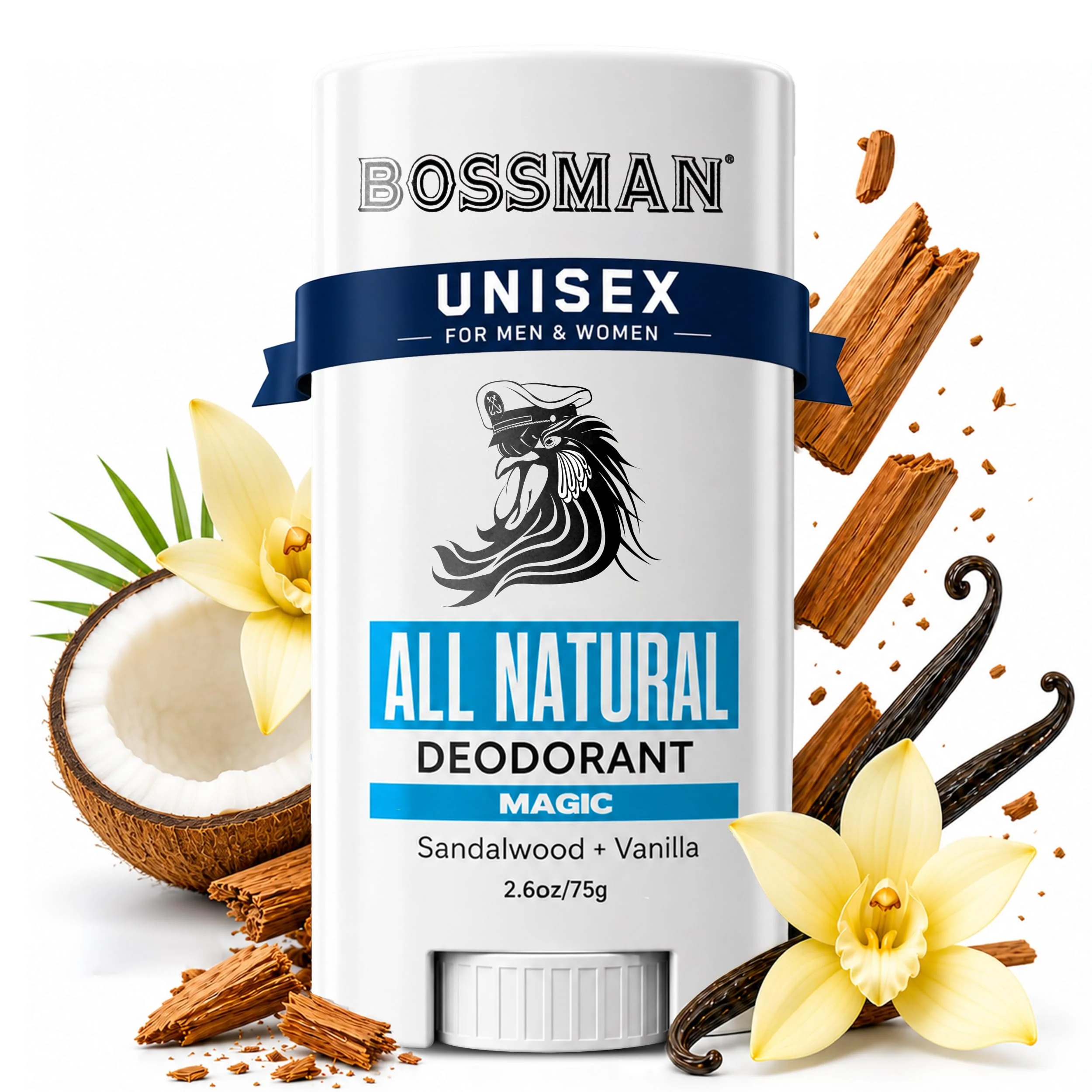 Soft Bossman Unisex All Natural Deodorant for Men Women - Aluminum - Scent Comfortable