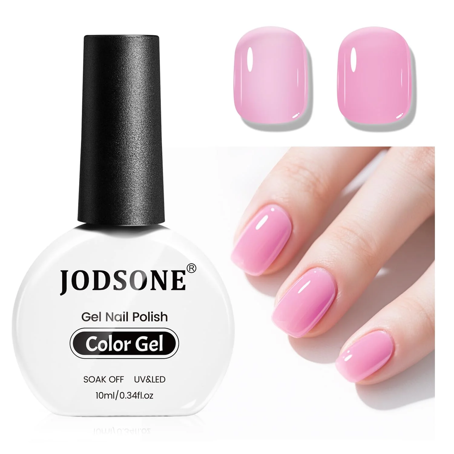 Prestigious JODSONE Crystal Pink Gel Nail Polish 10ml Jelly Gel Polish Clear Nude Pink Nail Color Professional Finish Long-Lasting Low Odor Need U V Lamp Curing Verified