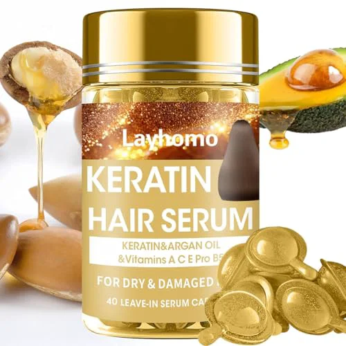 Superior Keratin Hair Treatment Serum Hair Serum Treatment for Dry Damaged Hair Hair Oil Capsules with Keratin Argan Oil-Leave-in Anti Frizz Conditioner Solid