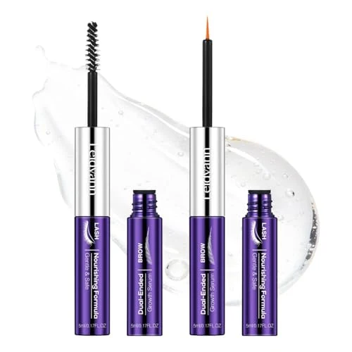 Advanced 2-in-1 Lash Brow Growth Serum Dual-Ended Eyelash Eyebrow Enhancer with Peptides Biotin Hyaluronic Acid Fuller Thicker Longer-Looking Lashes Verified