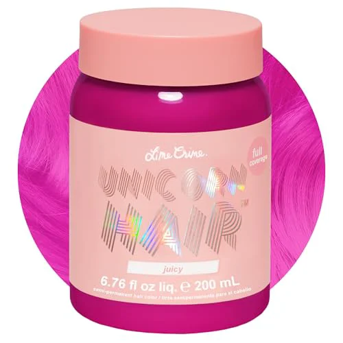 Crafted Lime Crime Full Coverage Unicorn Hair Dye Juicy - Damage- Semi-Permanent Hair Color Conditions Moisturizes - Temporary Hair Tint Kit Has Minimalist