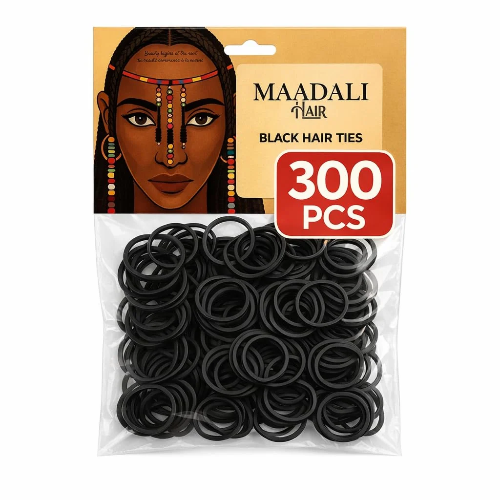 Superior 300 Black Hair Ties - Small Strong Rubber Bands for Thick Curly Afro Hair Braids Ponytails Protective Styles - No Breakage Hair Elastics bands Excellent