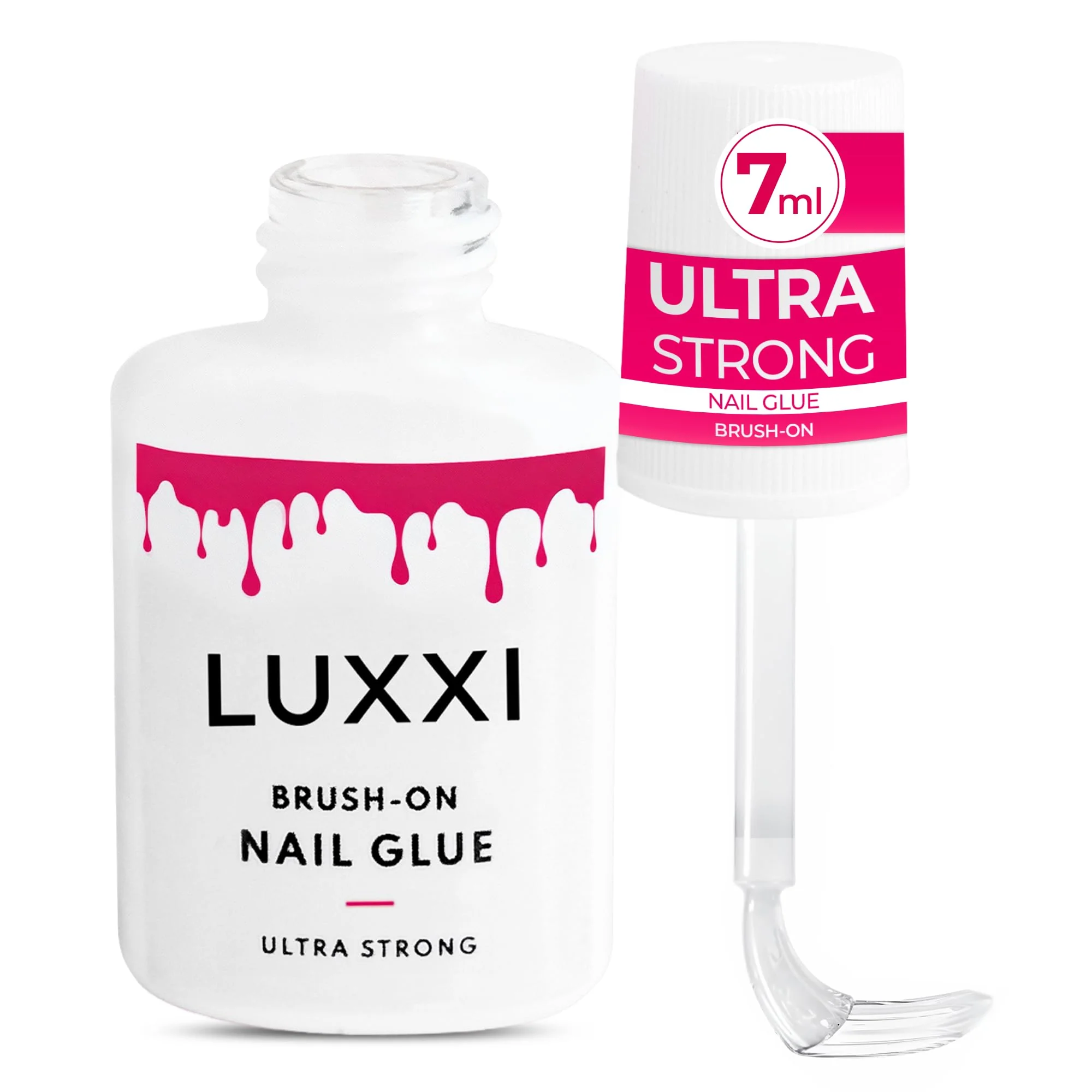 Contemporary LUXXI Brush On Nail Glue for Press On Nails - Precision Applicator Quick Air Dry Adhesive for Nail Tips Artificial Acrylic Long Wear Hold No Uv High-End