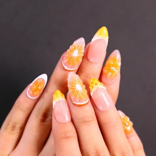 Smooth MAGLFELL Press on Nails Medium Length Almond Fake Nails 3D Shell Nails Design 10 Pcs Reusable ABS Material Finger Painting Nail Tip Salon Artificial Outstanding