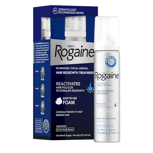 Secure Men's Rogaine 5 Minoxidil Foam for Hair Regrowth Topical Hair Loss Treatment for Men to Regrow Fuller Thicker Hair Unscented Minoxidil Topical Certified