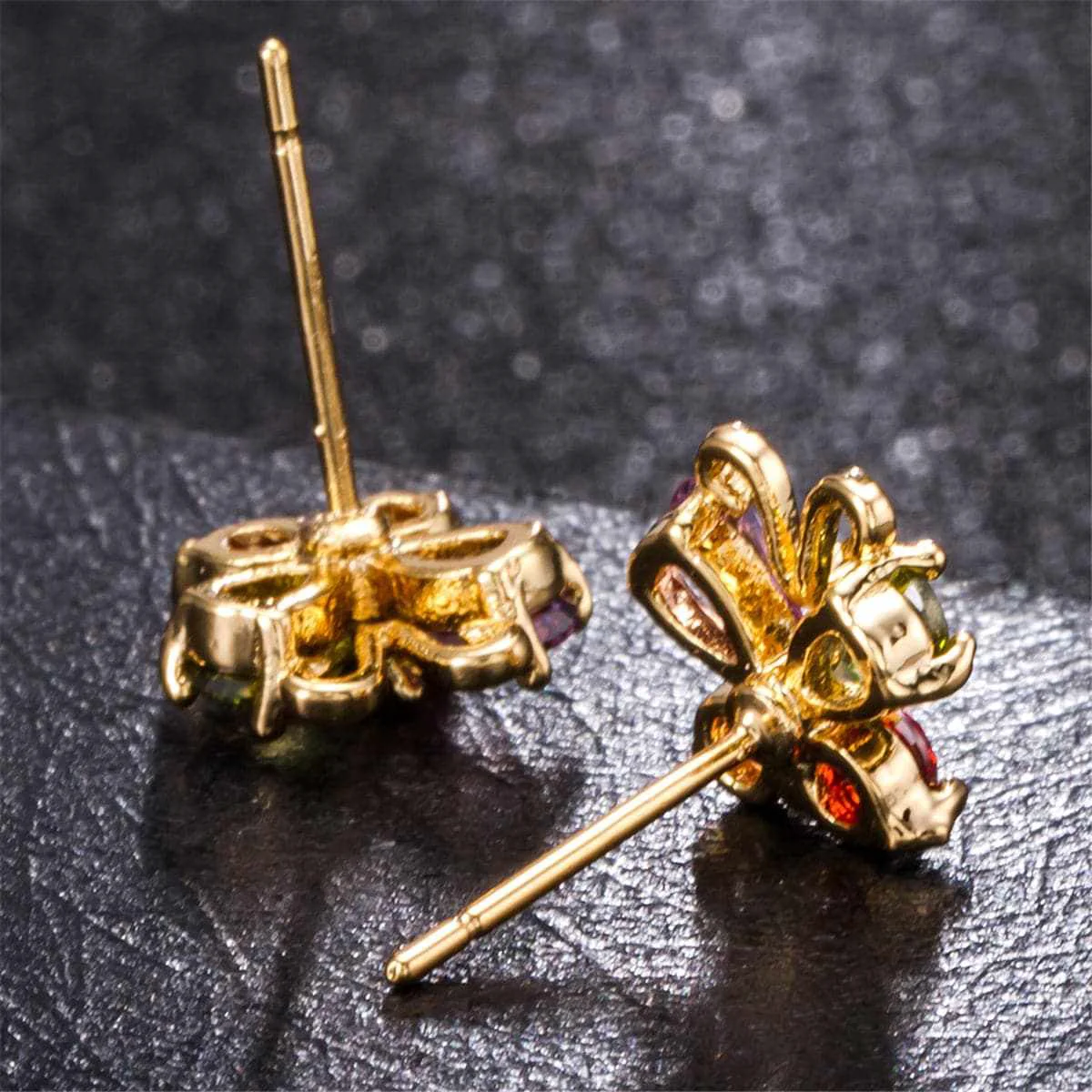 World-Class Green Crystal Cubic Zirconia Goldtone Butterfly Stud Earrings Efficient