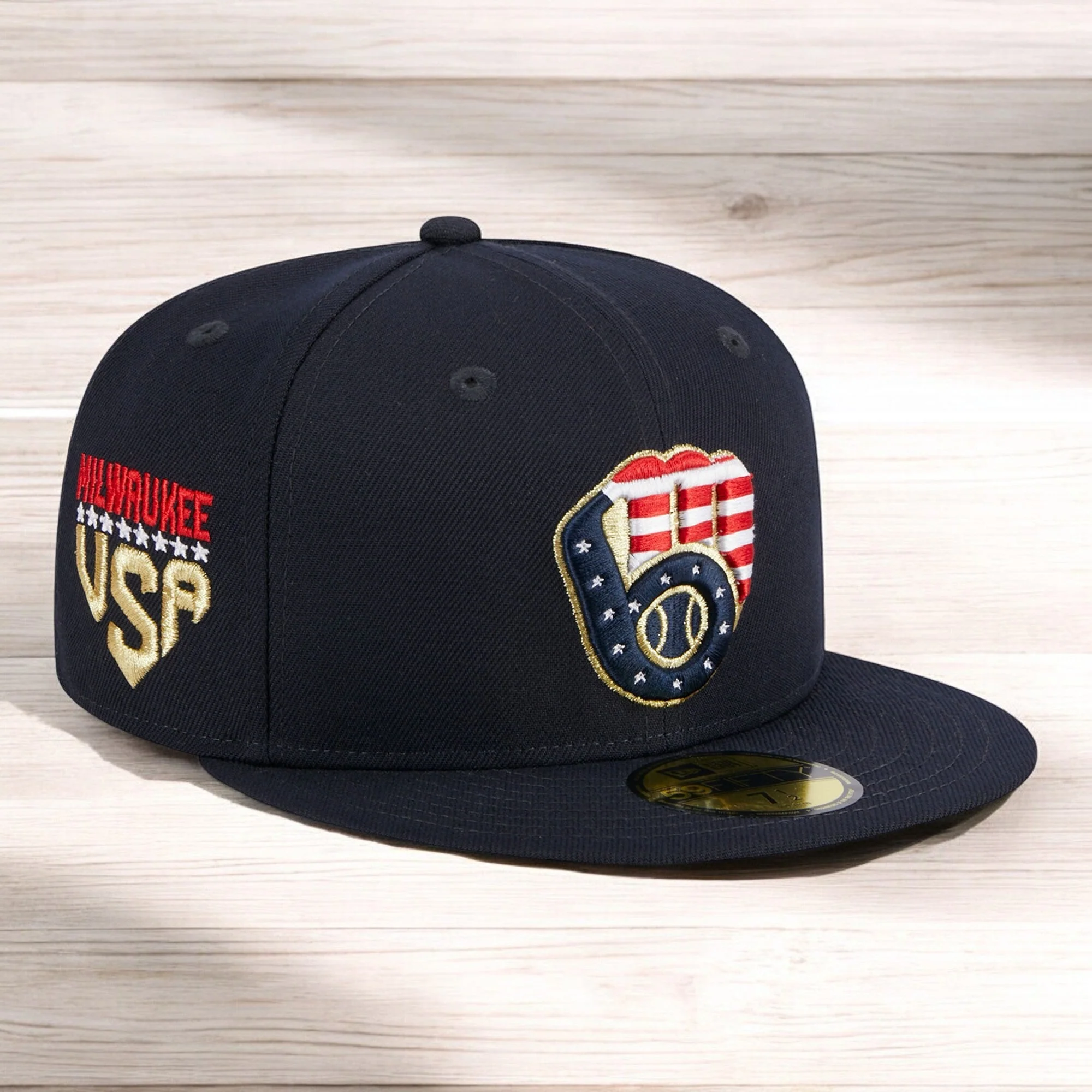 Outstanding New Era Men's MLB Milwaukee Bucks 5950 July 4Th Fitted Navy Innovative