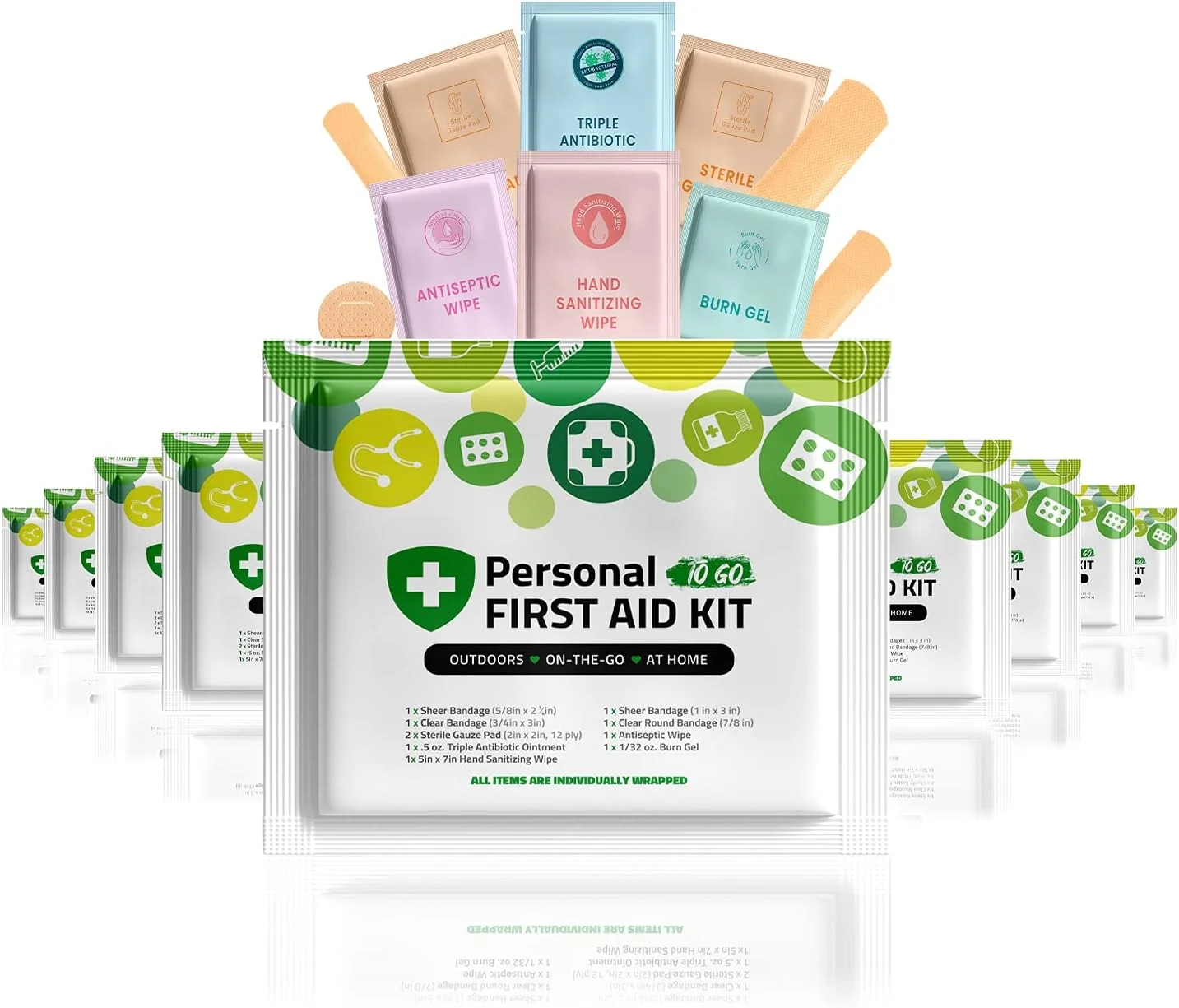 Authentic Personal First Aid Kit Pack of 10 Green Certified