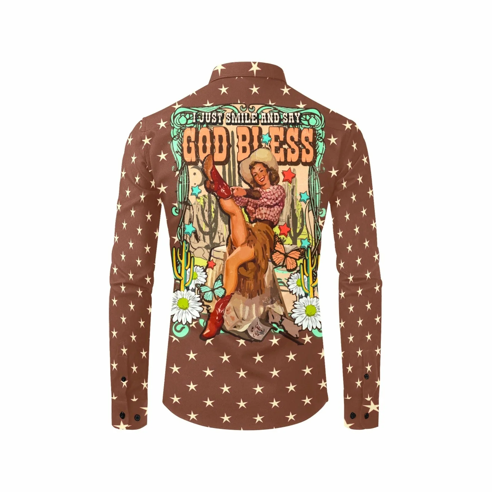 Classic Cowgirl Says God Bless Western Button Up Shirt Efficient