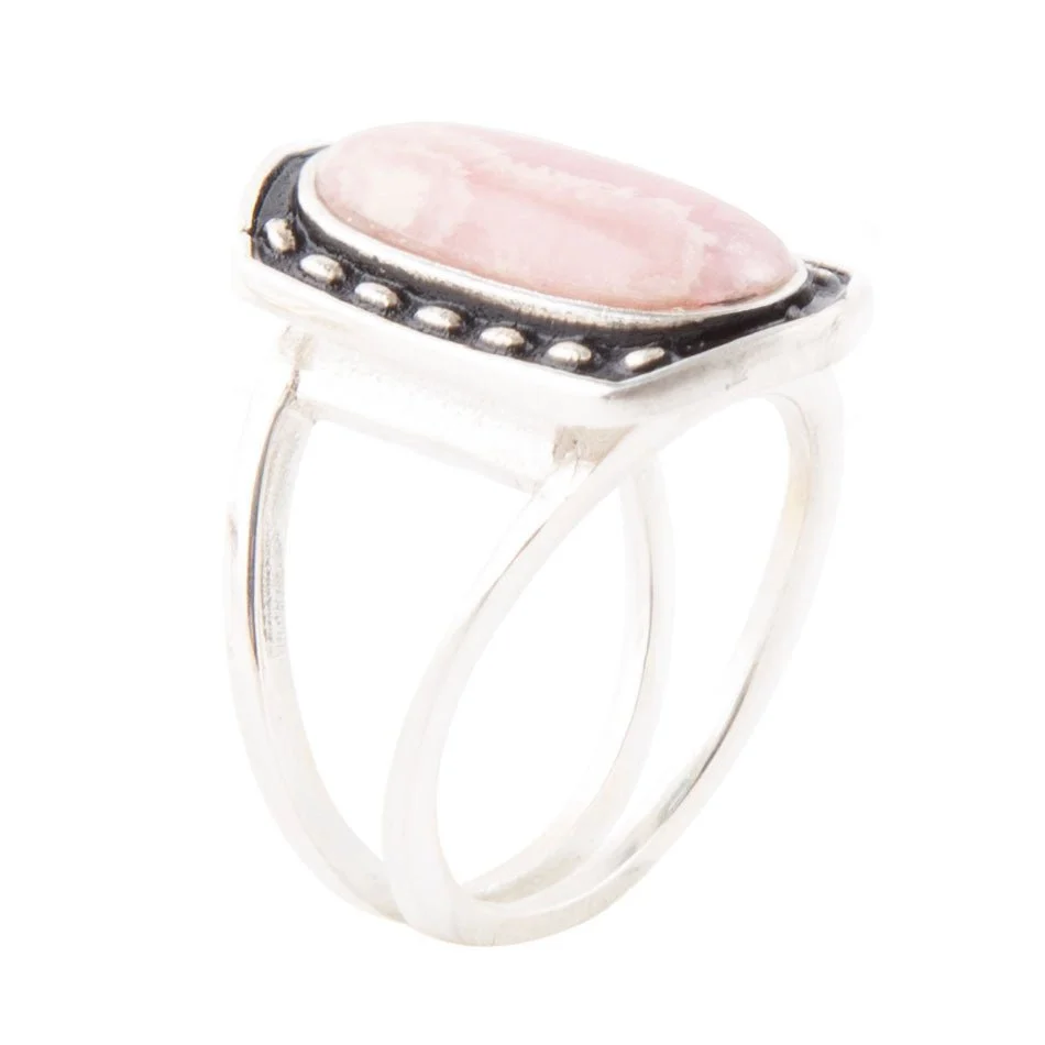 Advanced Shielded Pink Rhodonite and Sterling Silver Ring Luxury