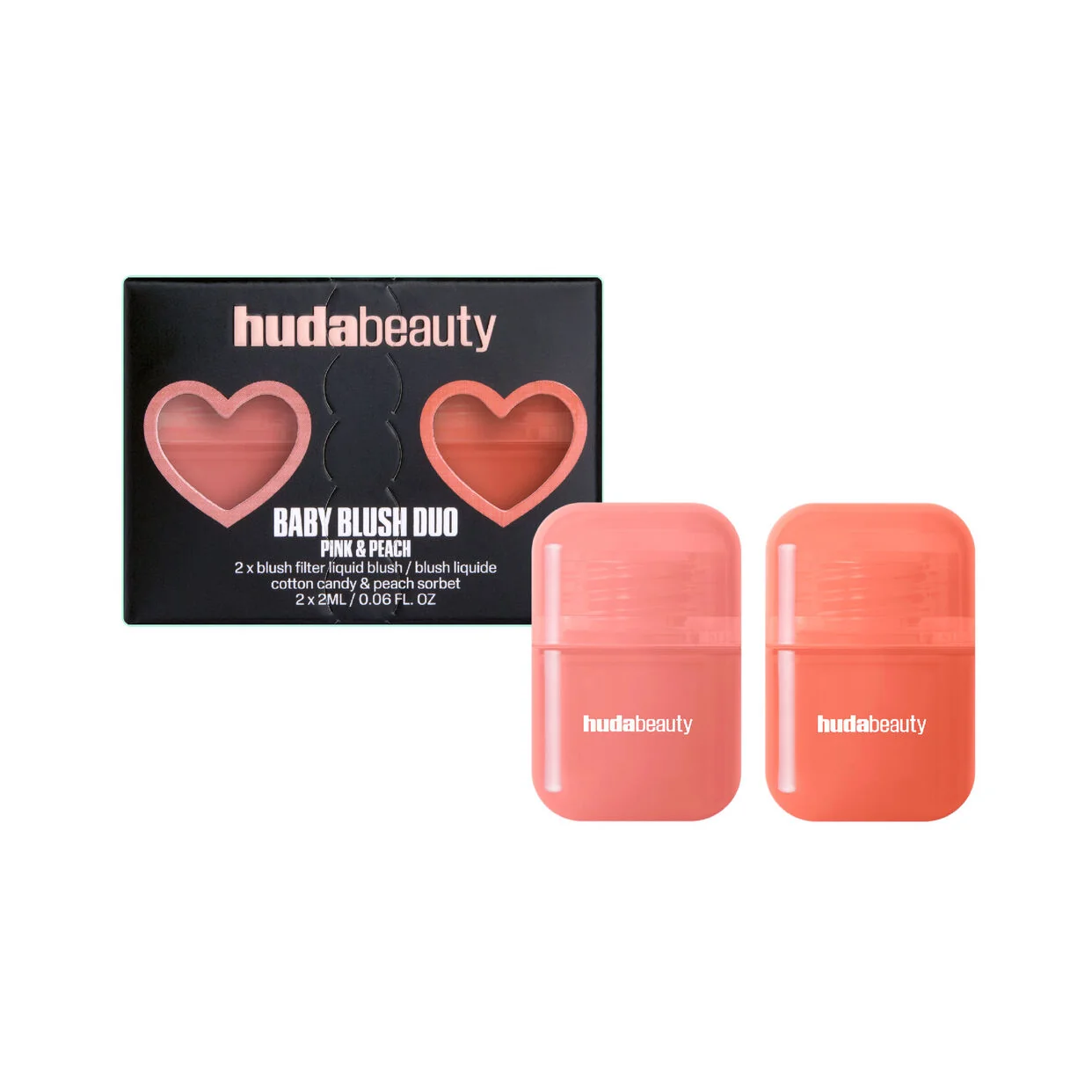 Comfortable HUDA BEAUTY MINI BABY BLUSH DUO SET COTTON CANDY - PEACH SORBET Smooth
