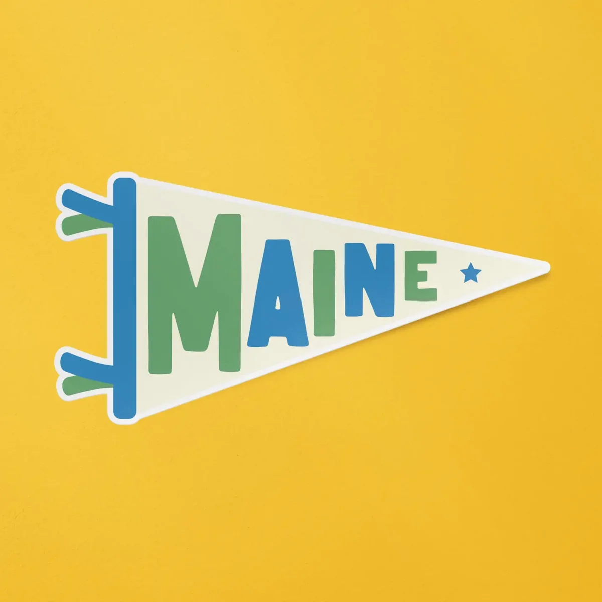 Reusable Maine Pennant Flag Sticker Natural