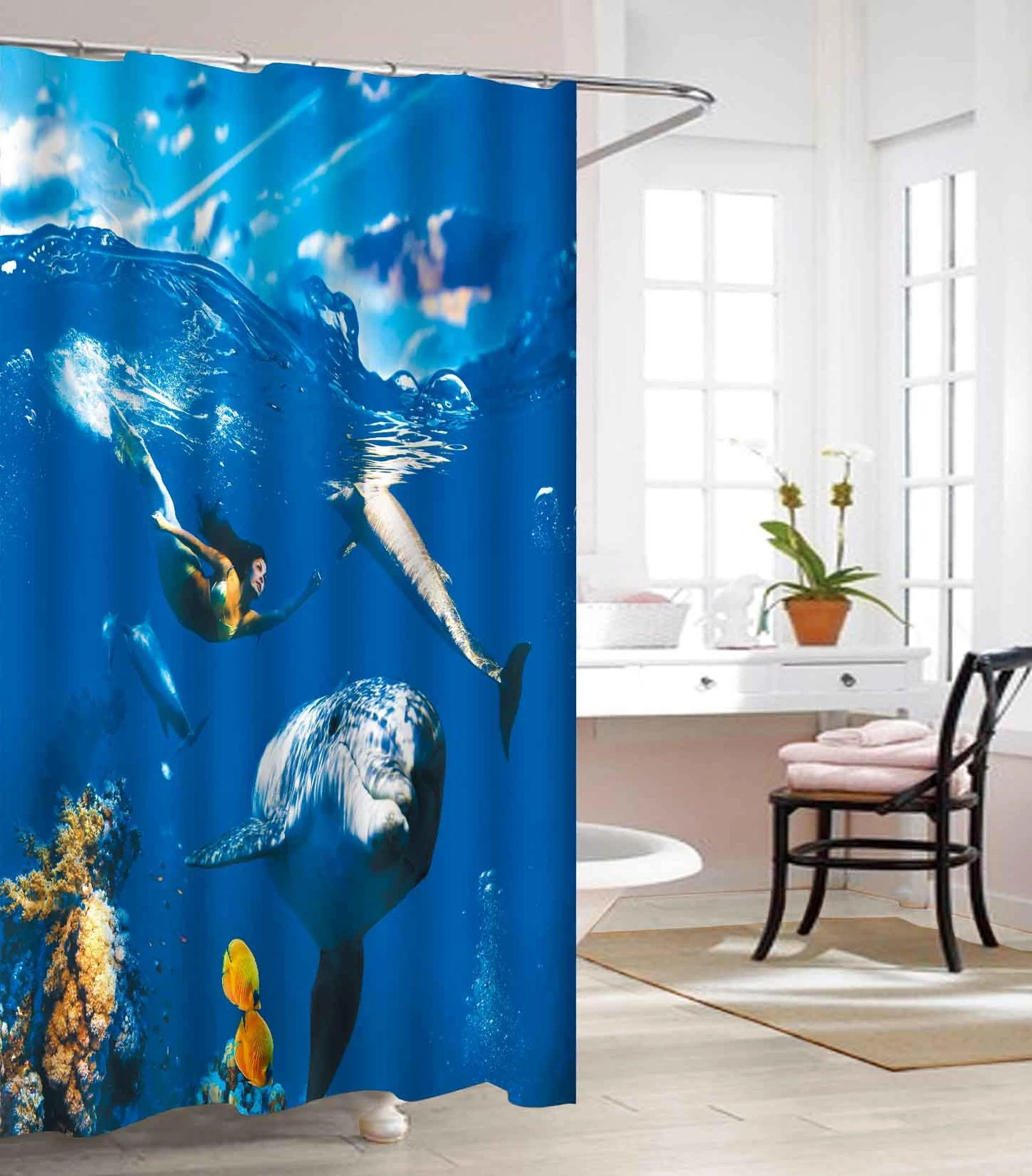 Responsible Elegant Comfort Vinyl Waterproof Shower Curtain - 3D Graphic Printed and Clear Excellent
