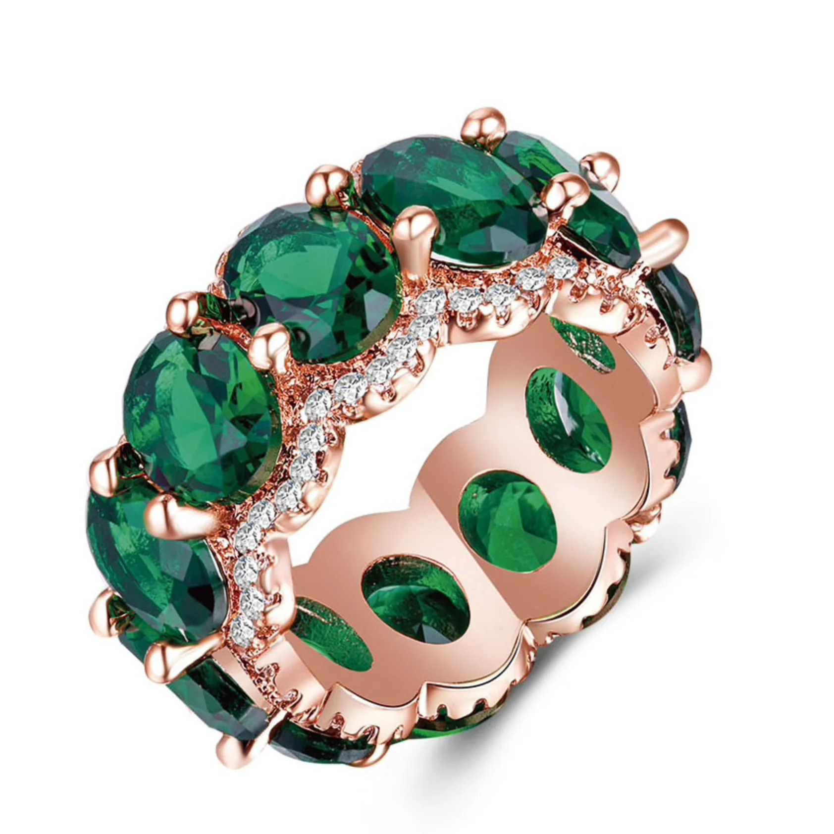 Traditional Eva Sky Squared Emerald Estate Statement Ring With Oval Cubic Zirconia Reusable