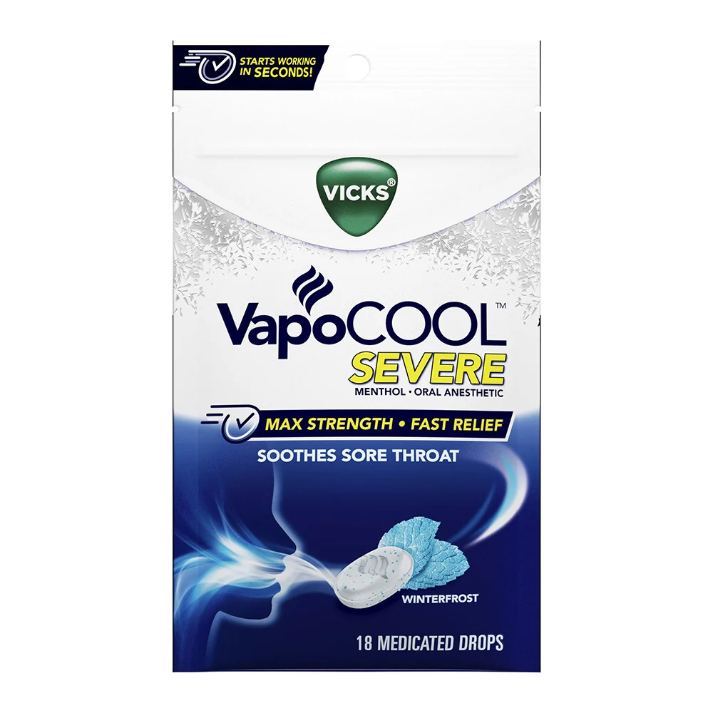 Crafted Vicks Vapocool Severe Medicated Cough Drops Winterfrost 18 Ea Luxury