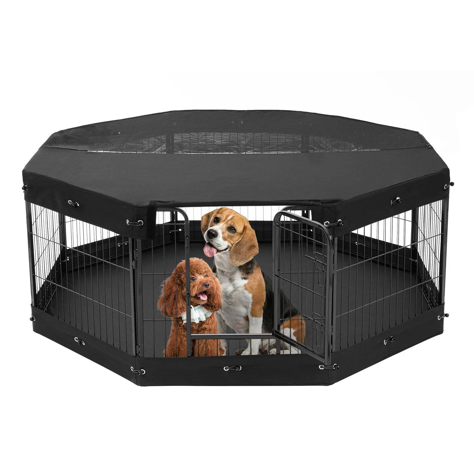 Contemporary VEVOR Dog Playpen 8 Panels Foldable Metal Dog Exercise Pen with Cover Pad Bag - Multicolor Versatile